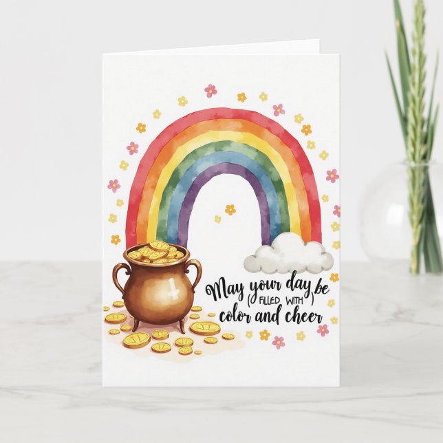 Rainbow Gold Happy Day Card (Front)