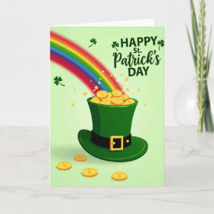 Rainbow Gold Leprechaun Hat Card