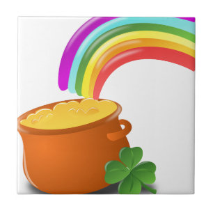 Rainbow Gold Pot Lucky Irish Sky Ireland Colorful Ceramic Tile