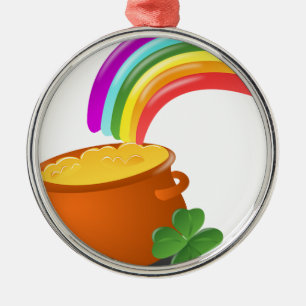 Rainbow Gold Pot Lucky Irish Sky Ireland Colorful Metal Ornament