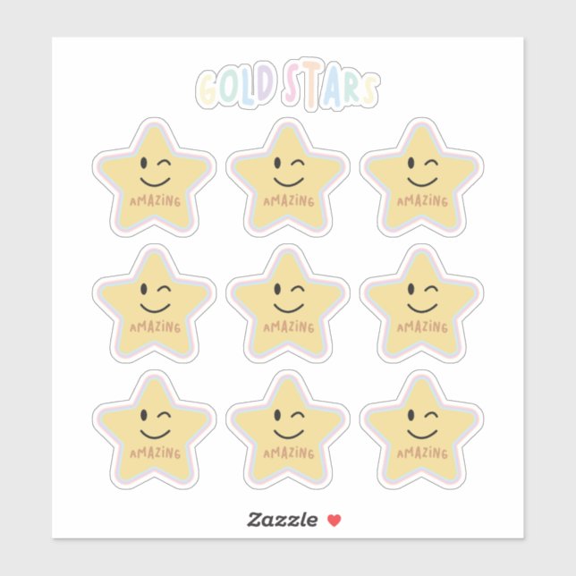 rainbow gold stars sticker (Sheet)