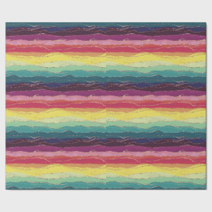 Rainbow gold stripes wrapping paper