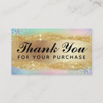 Rainbow Gold Thank You For Your Purchase Cards by AllysDesigns at Zazzle
