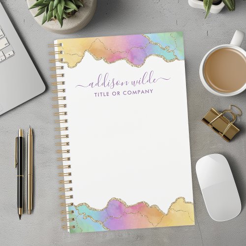 Rainbow Gold Watercolor Agate Custom Business Planner