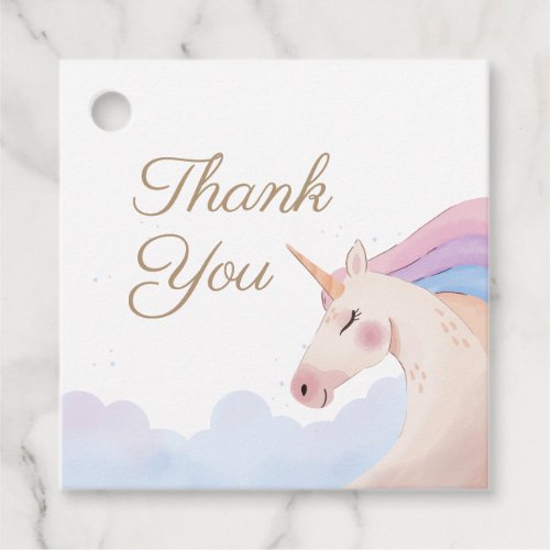Rainbow Gold Watercolor Unicorn Birthday Party   Favor Tags
