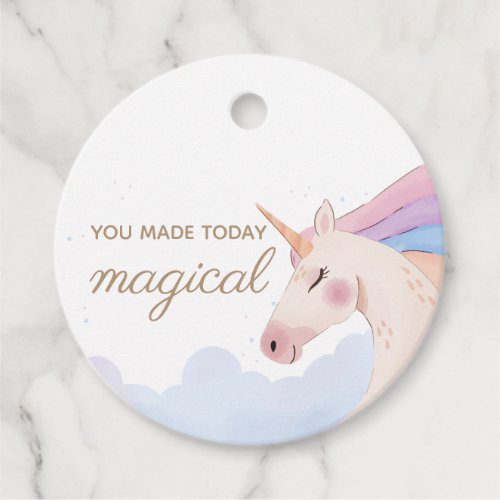 Rainbow Gold Watercolor Unicorn Birthday Party  Favor Tags