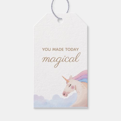 Rainbow Gold Watercolor Unicorn Birthday Party    Gift Tags