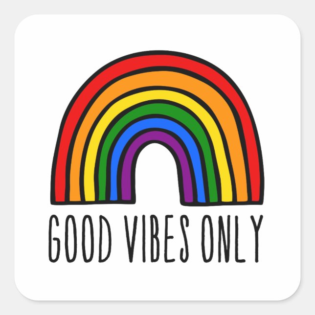 Rainbow good vibes only square sticker (Front)
