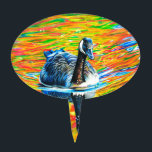 Rainbow Goose Cake Topper<br><div class="desc">A colored pencil illustration of a goose on a vibrant, rainbow colored lake!</div>