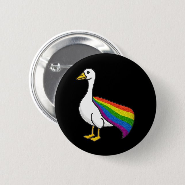 Rainbow Goose LGBTQ Pride Gay Transgender LGBTQ+ Button (Front & Back)