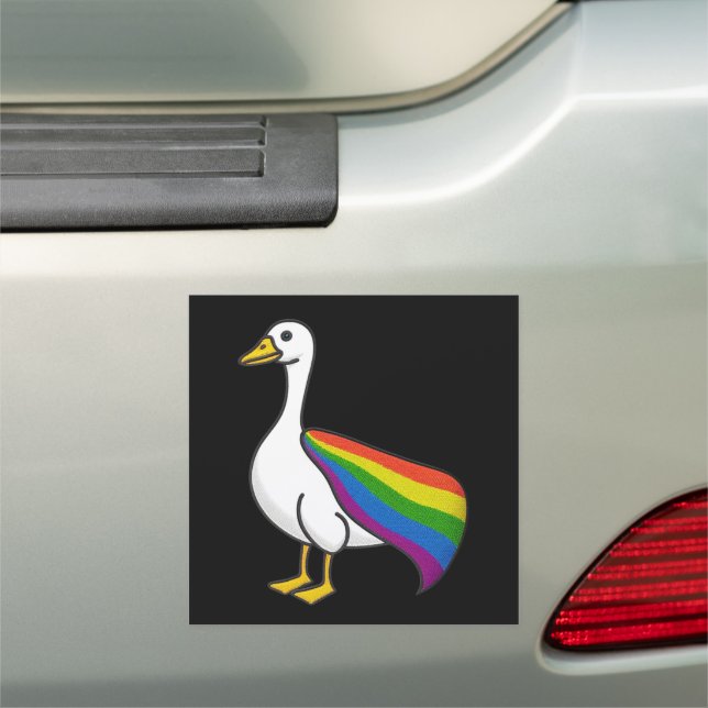 Rainbow Goose LGBTQ Pride Gay Transgender LGBTQ+ Car Magnet (In Situ)