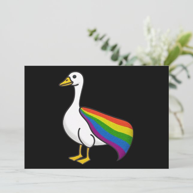 Rainbow Goose LGBTQ Pride Gay Transgender LGBTQ+ Invitation (Standing Front)