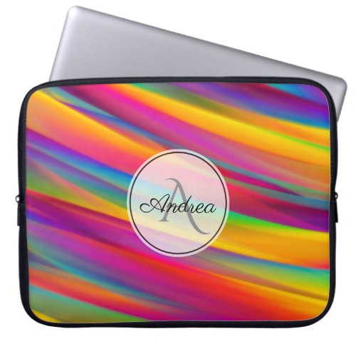 Rainbow Gradient Abstract Monogram Laptop Sleeve