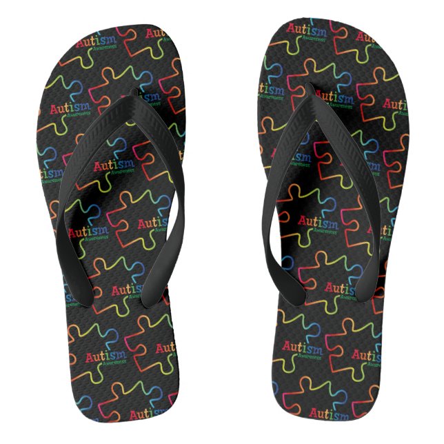 Rainbow Gradient Autism Awareness Flip Flops (Footbed)