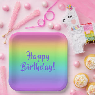 Rainbow Gradient Birthday Plates