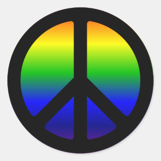 Rainbow Gradient Black Peace Symbol Classic Round Sticker