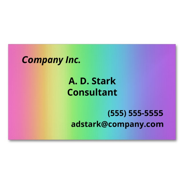 Rainbow Gradient Business Card Magnets (Front)