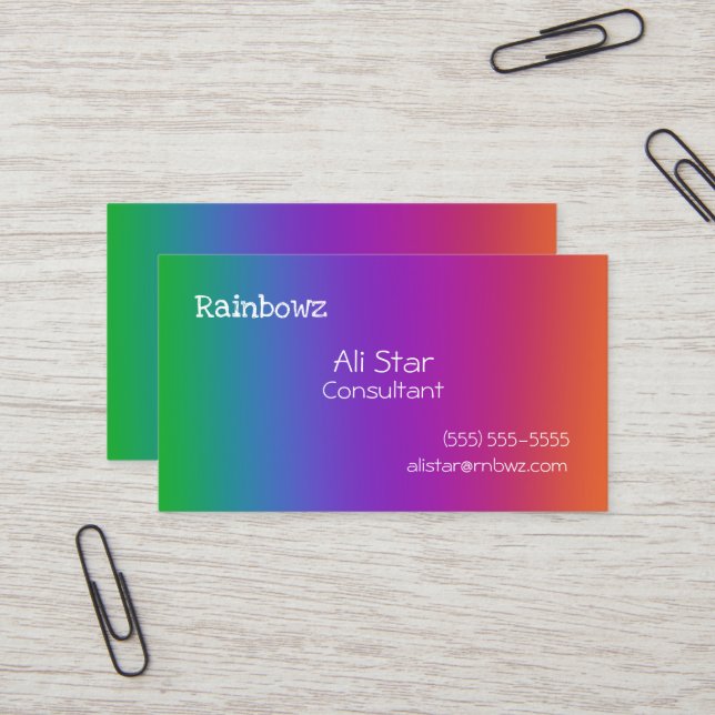 Rainbow Gradient Business Cards (Front/Back In Situ)