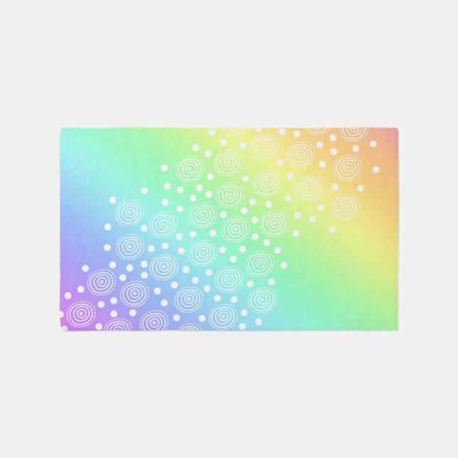 Rainbow Gradient Circles and Dots Outdoor Rug (Front)