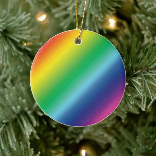 Rainbow gradient colors pattern diversity pride ceramic ornament (Tree)