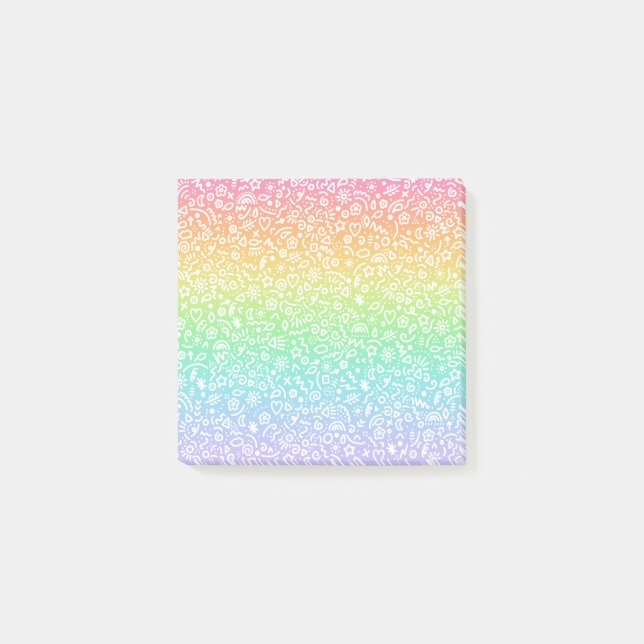 Rainbow Gradient Doodles Post-it Notes (Front)