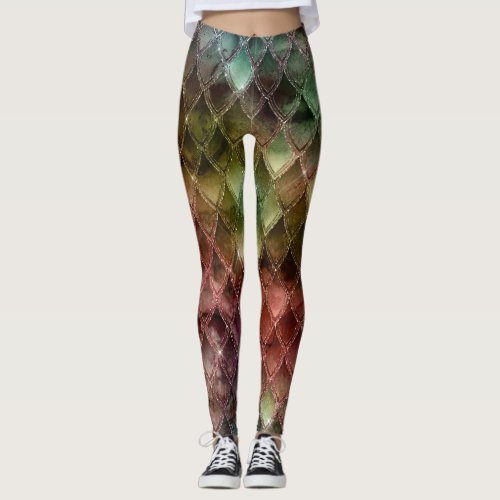 Rainbow Gradient Dragon Scales Leggings