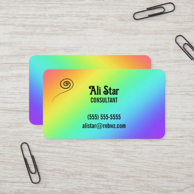 Rainbow Gradient Fun Business Cards (Front/Back In Situ)