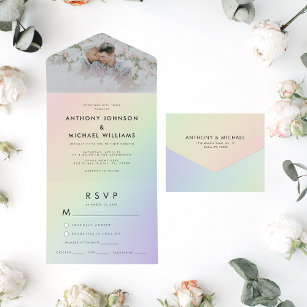 Rainbow Gradient Gay Pride LGBTQ Colorful Wedding  All In One Invitation