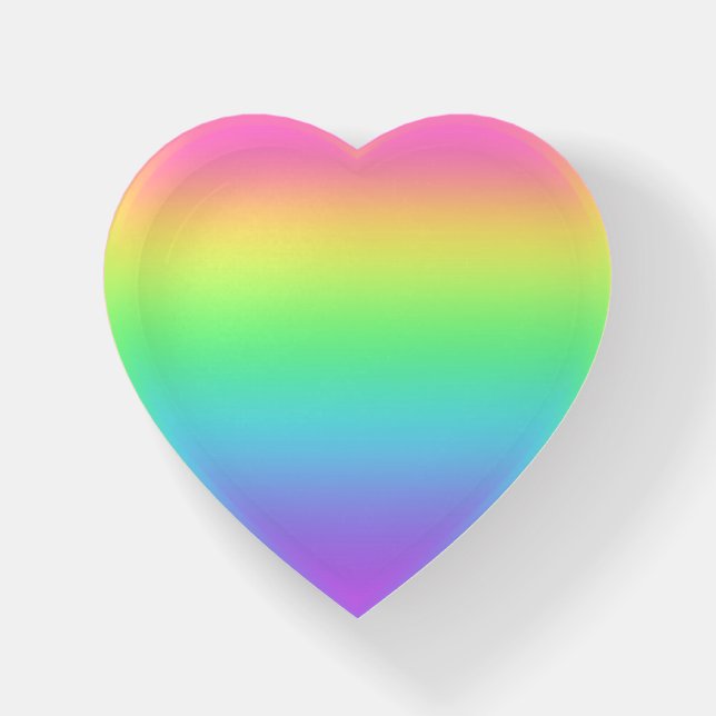 Rainbow Gradient Heart-Shaped Paperweight (Front)