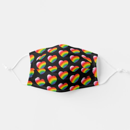 Rainbow Gradient Hearts Pattern Adult Cloth Face Mask