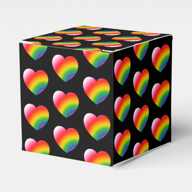 Rainbow Gradient Hearts Pattern Favor Boxes (Front Side)