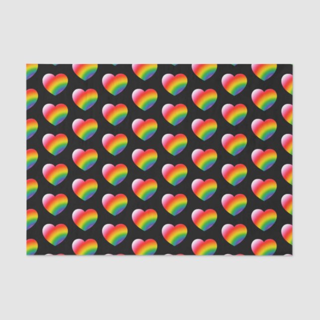 Rainbow Gradient Hearts Pattern Tissue Paper (Front)