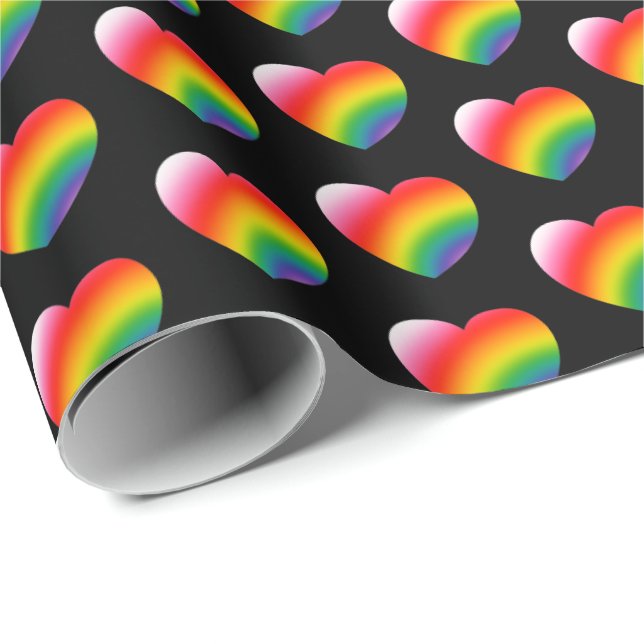 Rainbow Gradient Hearts Pattern Wrapping Paper (Roll Corner)