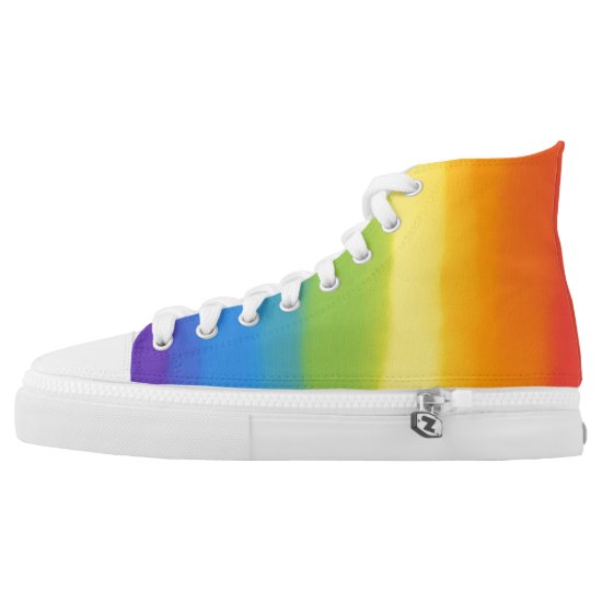 Rainbow gradient high top shoes