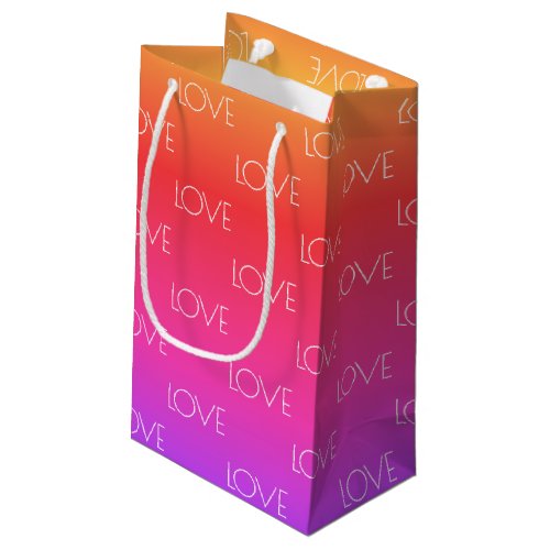 Rainbow Gradient Love Custom Text Small Gift Bag