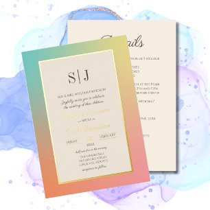 Rainbow Gradient Modern Wedding  Foil Invitation
