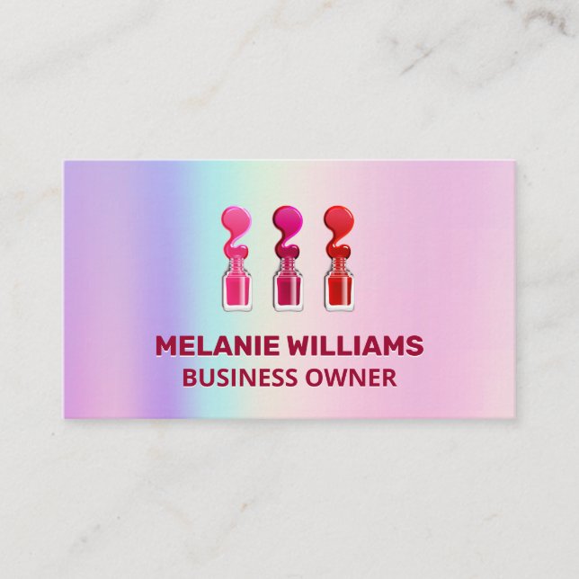 Rainbow Gradient | Nail Polish Pour Business Card (Front)
