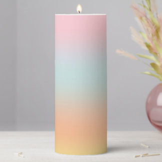 Rainbow Gradient Ombre Pink Blue Peach Custom Pillar Candle