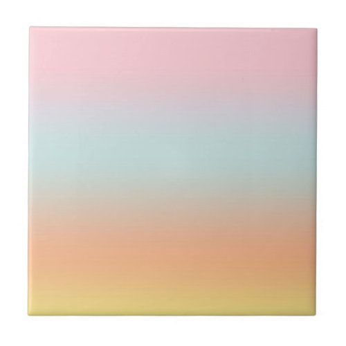 Rainbow Gradient Ombre Pink Blue Yellow Ceramic Tile