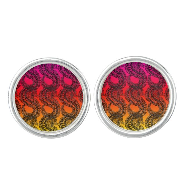 Rainbow gradient Pangolin cufflinks (Front)
