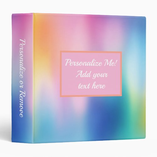 Rainbow Gradient Pastel Design Personalize 3 Ring Binder