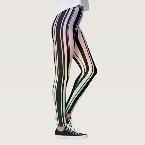 Rainbow Gradient Pastel Stripes Leggings