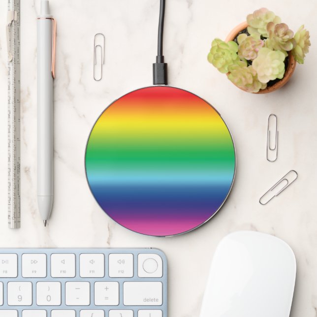 Rainbow gradient pattern gay pride flag wireless charger  (Desk)