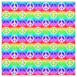 Rainbow Gradient Peace Sign and Outlines Pattern Fabric