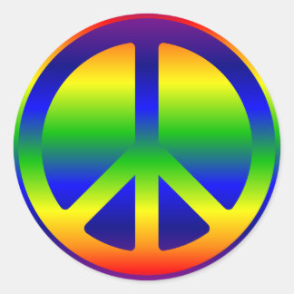 Rainbow Gradient Peace Symbol and Blackground Classic Round Sticker