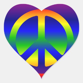Rainbow Gradient Peace Symbol Heart Sticker by peacegifts at Zazzle