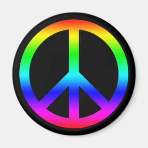 Rainbow Gradient Peace Symbol Sign On Black Magnet