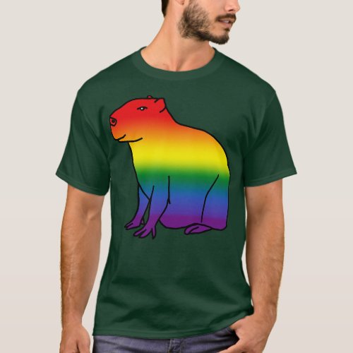 Rainbow Gradient Pride Capybara T_Shirt