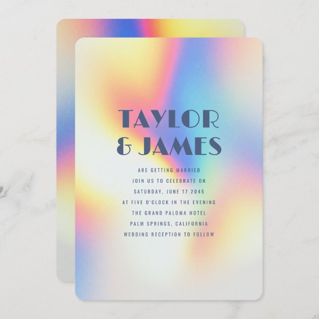 Rainbow Gradient QR Code Bold Modern Wedding Invitation (Front/Back)