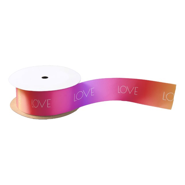 Rainbow Gradient Ribbon Love Custom Text Narrow (Spool)